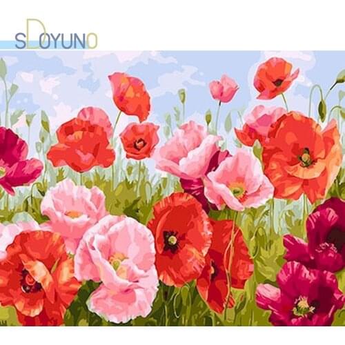 SDOYUNO 60x75cm Oil Painting By Numbers Flowers DIY Paint By Numbers On Canvas Frameless Home Decoration Hand Painting Wall Art