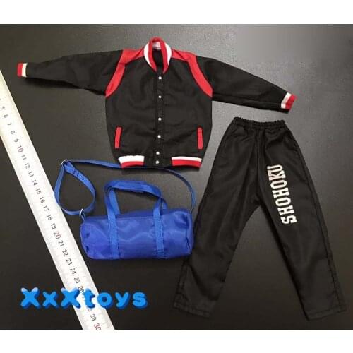 Mnotht 1/6 SHOHOKU Basketball Team Training uniform Clothing Set Hanamichi Sakuragi Jacket Pants Bag for 12in Action Figure Toy
