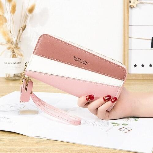 New lady hand bag purse female long bump color stitching zipper tassel high-capacity wallet mobile phone packages wallets women