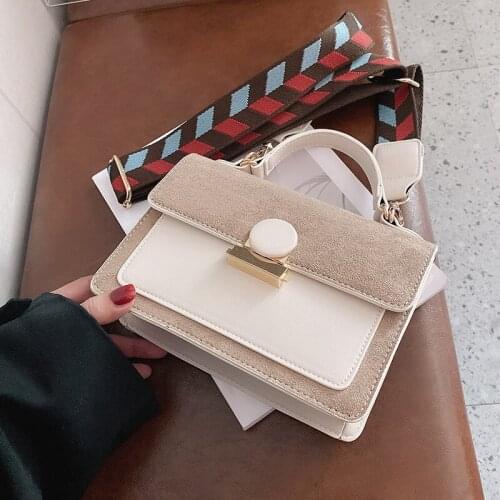 New 2021 Fashion Women PU Leather Hasp Shoulder Cross Body Bags Vintage Female Contrast Color Purses Messenger Bag Girls Handbag