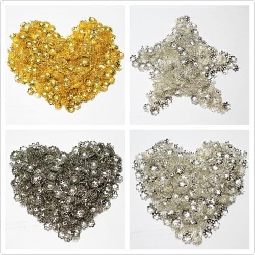 Wholesale 500 PCS 8 mm Flower Spacers Beads Cup Metal Gold Silvery Plated For Jewelry Making Fit DIY Silvery Bracelet Necklace