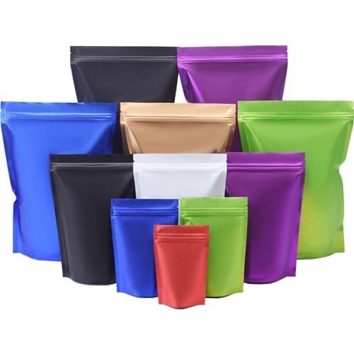 Thick Matte 100pcs Many Size Ziplock Mylar Bag Food Powder Storage Aluminum Foil Zip Lock Pouches Heat Seal Stand Up Package Bag
