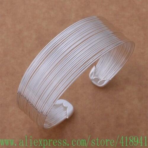 Silver Plated bangle bracelet, Silver Plated fashion jewelry Stripe bracelet /ebeamsla bcgajtna AB132