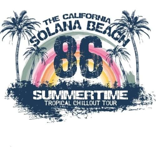 Fine Women Clothes Beach Coconut Tree Iron on transfer Printing Patches for clothing T-shirt Punk Biker Patch Heat PVC Stickers