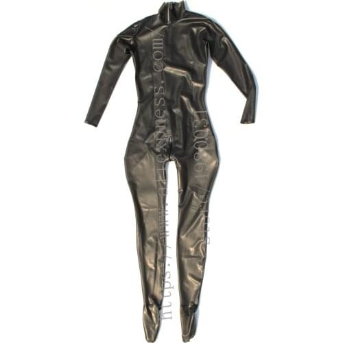 3D design transparent black Fetish latex cat suits including socks and back zipper to abdomen