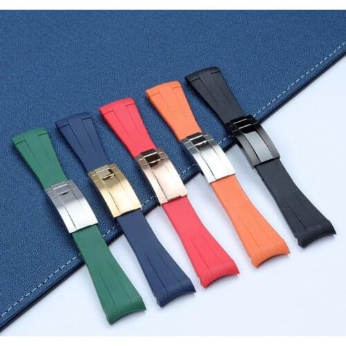 22mm Soft Rubber Silicone Watch Band Combination Buckle Watchband for Role Strap Daytona Submariner DEEPSEA GMT SEAMARSTER