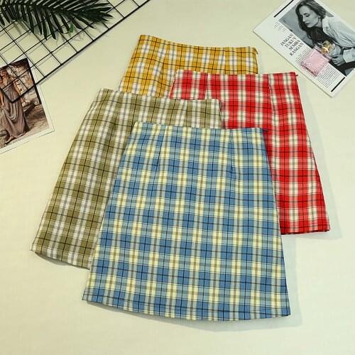 Sagace split plaid skirt with buttocks high waist slim fit and light proof tight high waist skirt with buttocks 2021