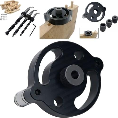 Self-Centering 6 8 10mm Dowel Jig Wood Panel Puncher Hole Locator Beech Central Holing Position Measuring Drilling Woodworking