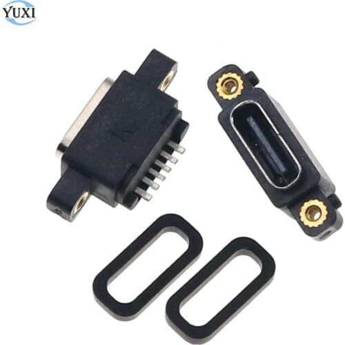 YuXi 2pcs USB 3.1 Type-C 6Pin Female SMD DIP Connector With Screw Hole For High Current Fast Charging DIY PCB Design