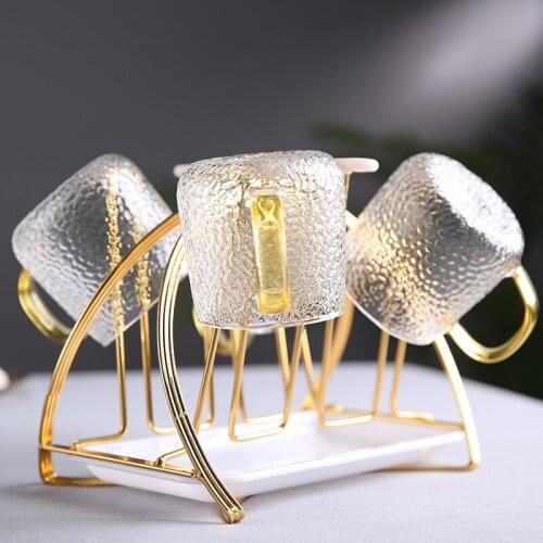 Iron Drying Rack for 6 Cups Holder Kitchen Storage Organizer Glass Bottle Bowl Water Draining Drying Dish Holder