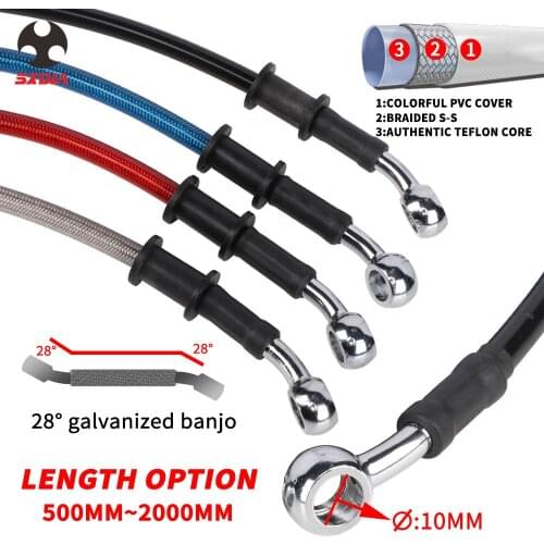 10pcs 500mm - 2000mm Motorcycle Hydraulic Brake Hose Line Cable 28° Banjo Universal Fit Racing MX