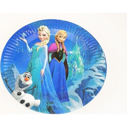 10pcs/lot Disney Princess Elsa & Anna Paper Plates Family Party Cartoon 7inch Plate Baby Shower Girl Birthday Party Dish Supply