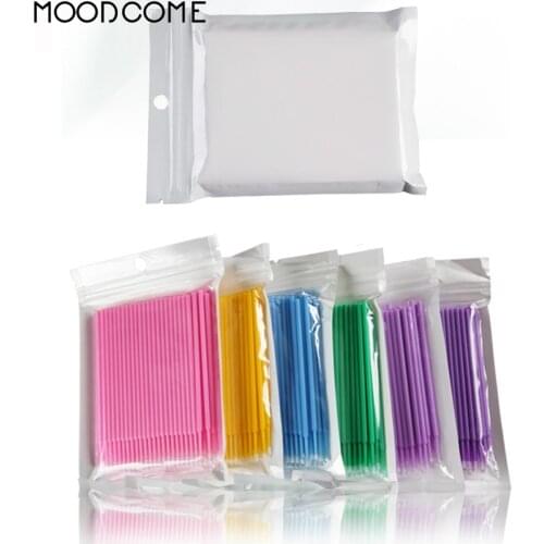 100Pcs Disposable Makeup Brushes Individual Lash Micro Brush Eyelash Extension Brush Cleaner Portable Cosmetic Tools 6 Colors