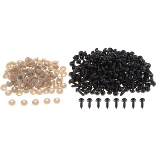 200 Pieces 8mm Black Safety Doll Eyes with Washers, Environment