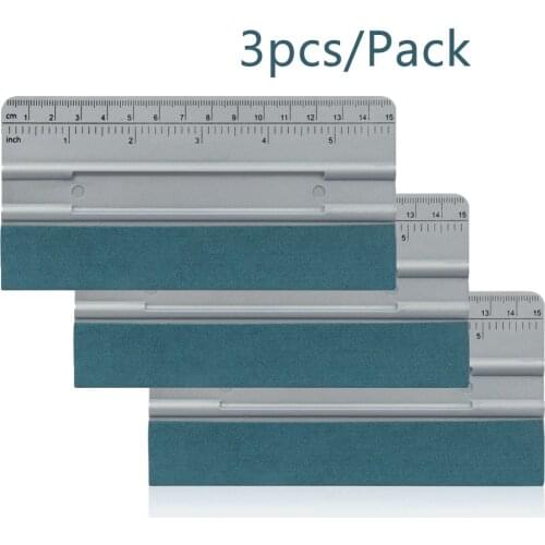 EHDIS 3pcs Carbon Fiber Vinyl Car Film Wrap Squeegee Scale Suede Felt No Scratch Measure Scraper Window Tint Water Wiper Tools