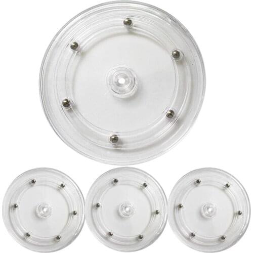 4Pcs Clear Lazy Susan Turntable, 6 Inch Acrylic Turntable Bearing for Decorating Cookies, Clear Swivel Organizer, Base