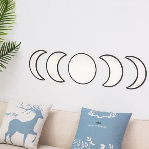 5PCS Decorative Mirrors For Wall Decor Mirrors Living Room Decorative Mirror Moon Mirror Nterior Design Moon Phase Wall Decorat