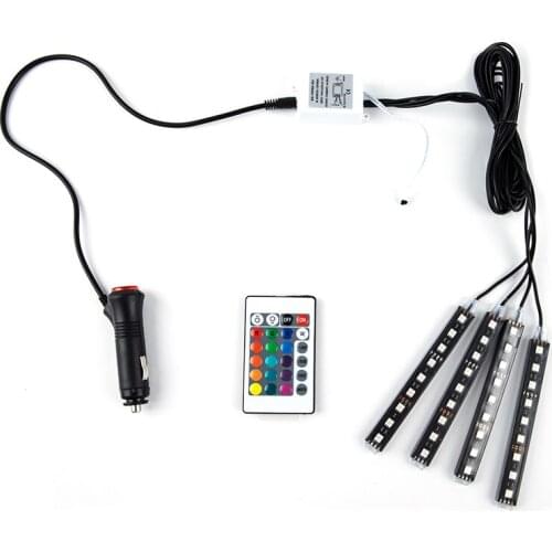 1 set Car Led RGB Strip Light Auto Remote Control Decorative Flexible LED Atmosphere Lamp Additional Brake Light