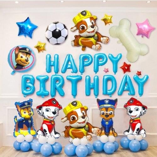 Paw Patrol Theme Children Happy Birthday Letter Party Decoration Balloons Children First Birthday Gender Reveal Event Decoration