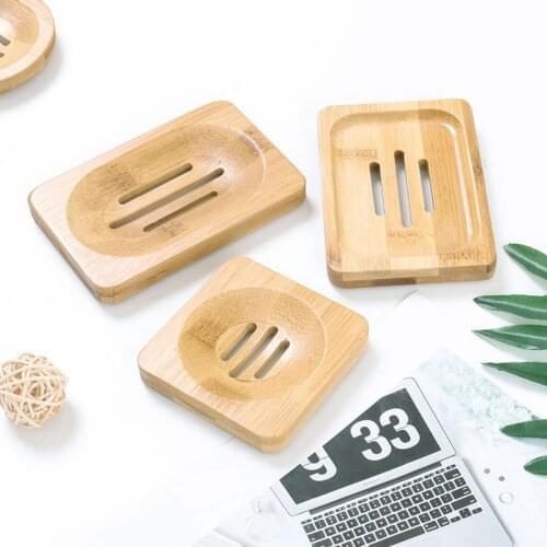 Eco-friendly Natural Bamboo Soap Dishes Bamboo Bath Soap Holder Case Tray Prevent Mildew Drain Soap Box Bathroom Washroom Tools