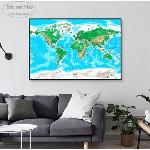 HD World Map Large Size Posters and Prints Wall art Decorative Picture Canvas Painting For Living Room Home Decor Unframed