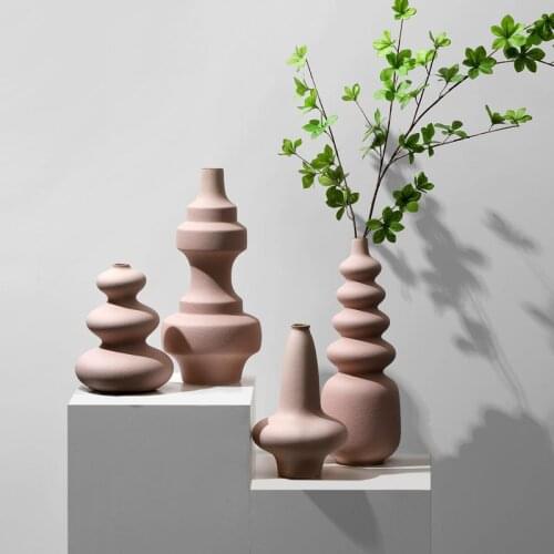 Nordic Artistic Three-dimensional Appearance Threaded Ceramic Vase Decorate Home Adornment Creative Flower Arrangement Ornaments