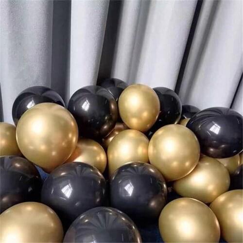 30pcs Gold And Black Metal Latex Balloons Birthday Party Decoration Adult Kids Air Balls Helium Globos Wedding Anniversary Decor