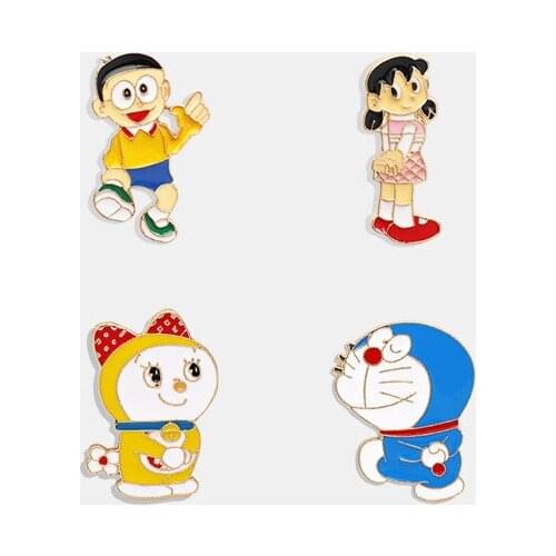 Cartoon robot cat Doraemon metal enamel pin collar fun cartoon animal badge lapel brooch shirt jewelry gift