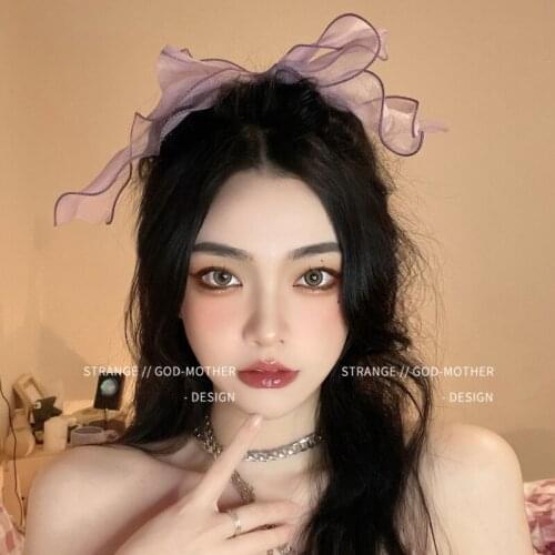 Lovely lace bow ribbon hair rope women super xian sen tie rope South Korea hair accessories silk scarf tied hair accessories