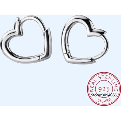 Fashion 925 Sterling Silver Heart Hoop Geometric Ear Cuff Clip On Earring For Women Girl Piercing Earring Jewelry DA213