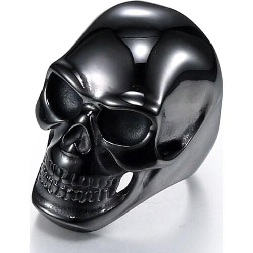 Men Stainless Steel Black Skull Ring Gift Men Skeleton Finger Jewelry Halloween Male Accessory Boy Ring Size 8-12 Dropshiping