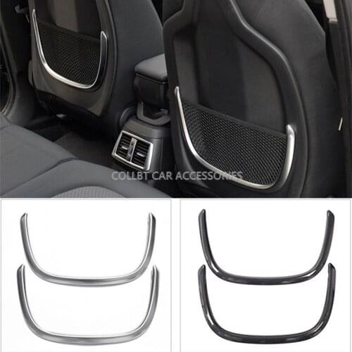 2pcs Carbon Fiber ABS Plastic Rear Seat Back Net Frame Cover Trim For BMW X1 F48 2016-2018 2 Series 218i F45 F46 2015-2017