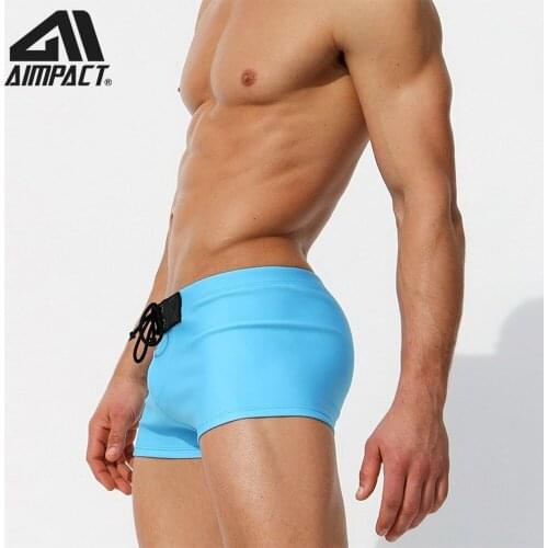 2019 New Fashion Swim Trunks for Men Summer Holiday Beach Square Leg Swimsuit Shorts Solid Bathsuit Swimwears By Aimpact AM8104