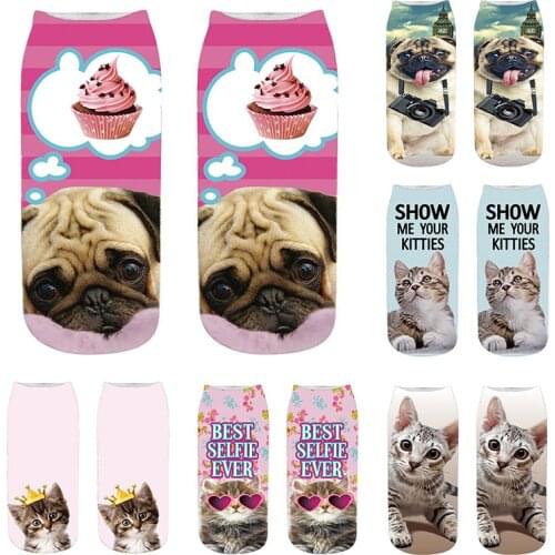 New 3D Women Winter Socks Cute Cartoon Funny Animals Cats Dogs Pink Ankle Cotton Sports Unisex Elastic Socks For Children Gift
