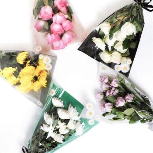 New 50pcs Florist Plastic Flower Packaging Bags Single Rose Bags Flowers Wrapping Paper Valentines Day Roses Bag