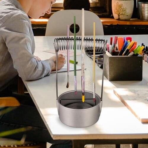 Stainless Steel Paint Brush Washer Cleaner With Screen And Holder Spring Brush Pen Holders School Stationery Painting Supplies