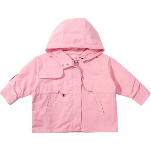 Little Girls Clothing Autumn Coat Childrens Korean Long Casual Jacket Solid Waist Closing Hooded Jacket Kids Fashion