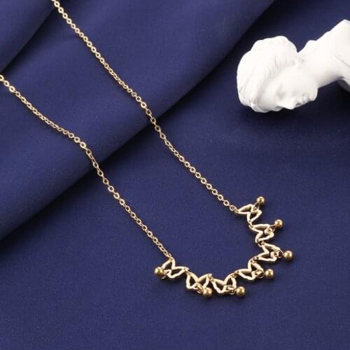 316L Stainless Steel Hollow Butterfly Ball Pendant Charms Chain Choker Necklace For Women Fashion Fine Jewelry SAN600