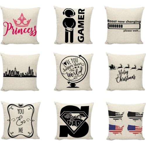 Personalized Black Letters Throw Pillow Cases Flag Princess Crown Home Decorative I love you bigger than the world Cushion Cover