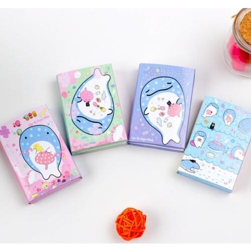 1pack/lot Kawaii Korean Stationery Marine Life Series N Times Posted Cute Cartoon Six Fold Convenience Stickers