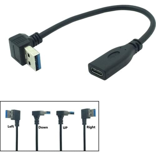 USB C Cable Type C Female to USB 3.0 Male Right Angled USB 3.1 Type C Port Cable Connector Converter For Android Mobile Phone