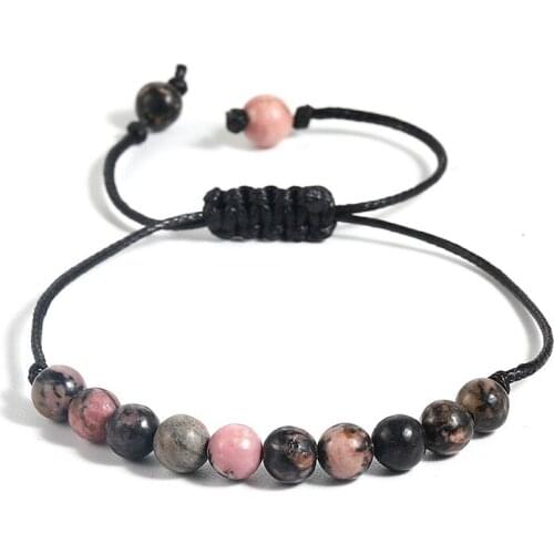 Jewelry Natural Stone Beaded Bracelet Wax Rope Hand Woven Bead Bracelet 6mm Fashion Bracelets