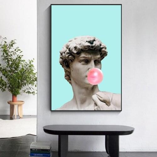 Funny Art Sculpture of David Wall Art Posters And Prints David with Balloon Canvas Paintings Canvas Art Pictures For Living Room