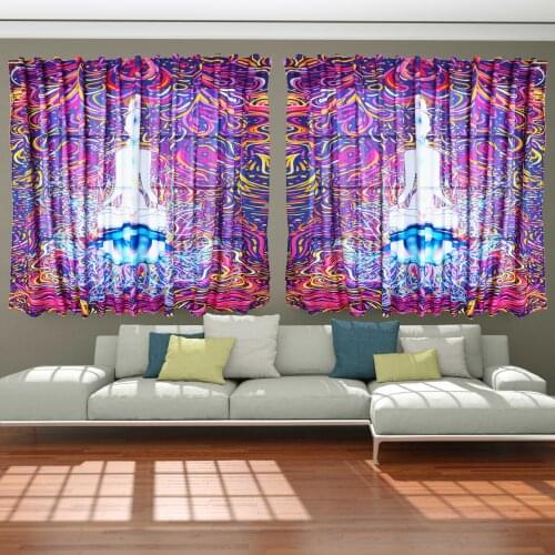 Mandala Velcro Curtains Living Room Hall Bedroom Decoration Window Curtain Interior Home Kitchen Shower Meditation 7 Star Wheel