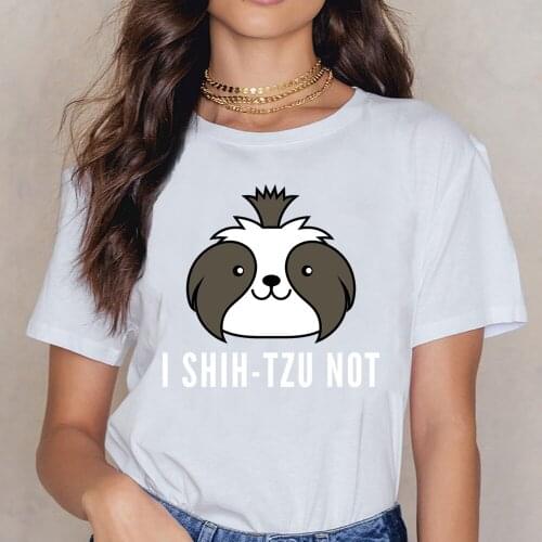 Tops T Shirt I Shih Tzu Not Womens Organic Funny Harajuku Short Female Shirt