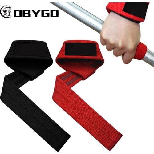GOBYGO 1Pcs Wrist Support Weightlifting Bracer Pull-up Grip Belt Non-slip Fitness Strength Training Wrist Protection Wristband