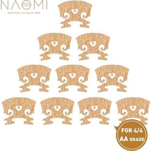 NAOMI 10pcs/1set Classic Design Selected AA Grade Maple Bridge 4/4 Full Size Violin Bridge Good Violin Parts Replacement