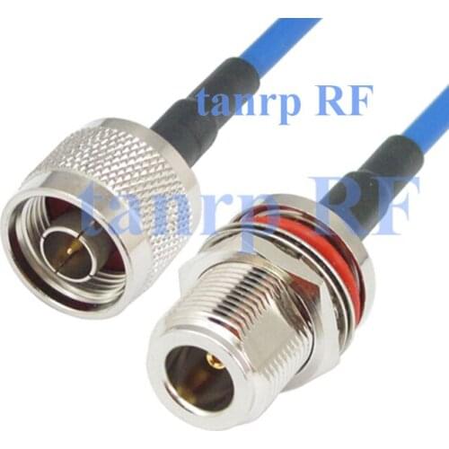 15CM Semi Flexible blue jacket jumper cable RG402 6inch N male plug to N female with nut bulkhead RF adapter connector