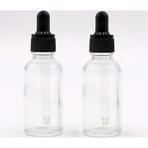2pcs 30ml Clear Glass Liquid Dropper Eye Pipette Refillable Bottles Jars Vials Essential Oil Glass For Massage Beauty Shop