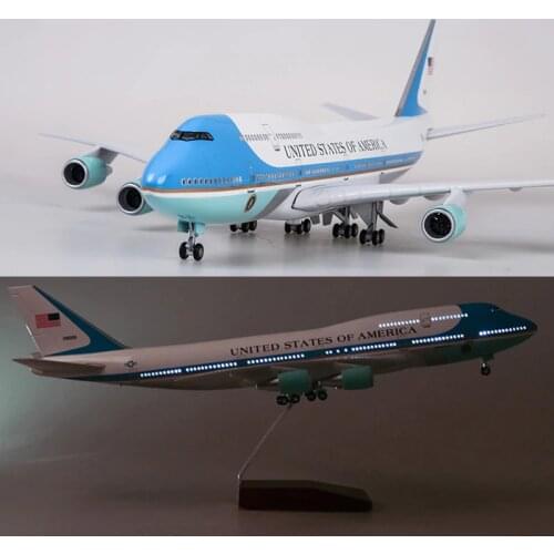 47CM Airplane Model Toys B747 Air Force One Aircraft Model W Light and Wheel 1/150 Scale Diecast Plastic Resin Alloy Plane